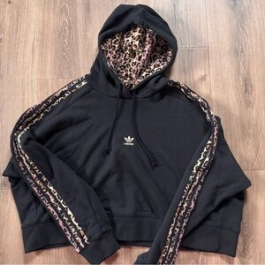 Adidas Women's Black Hoodie with Leopard Accents